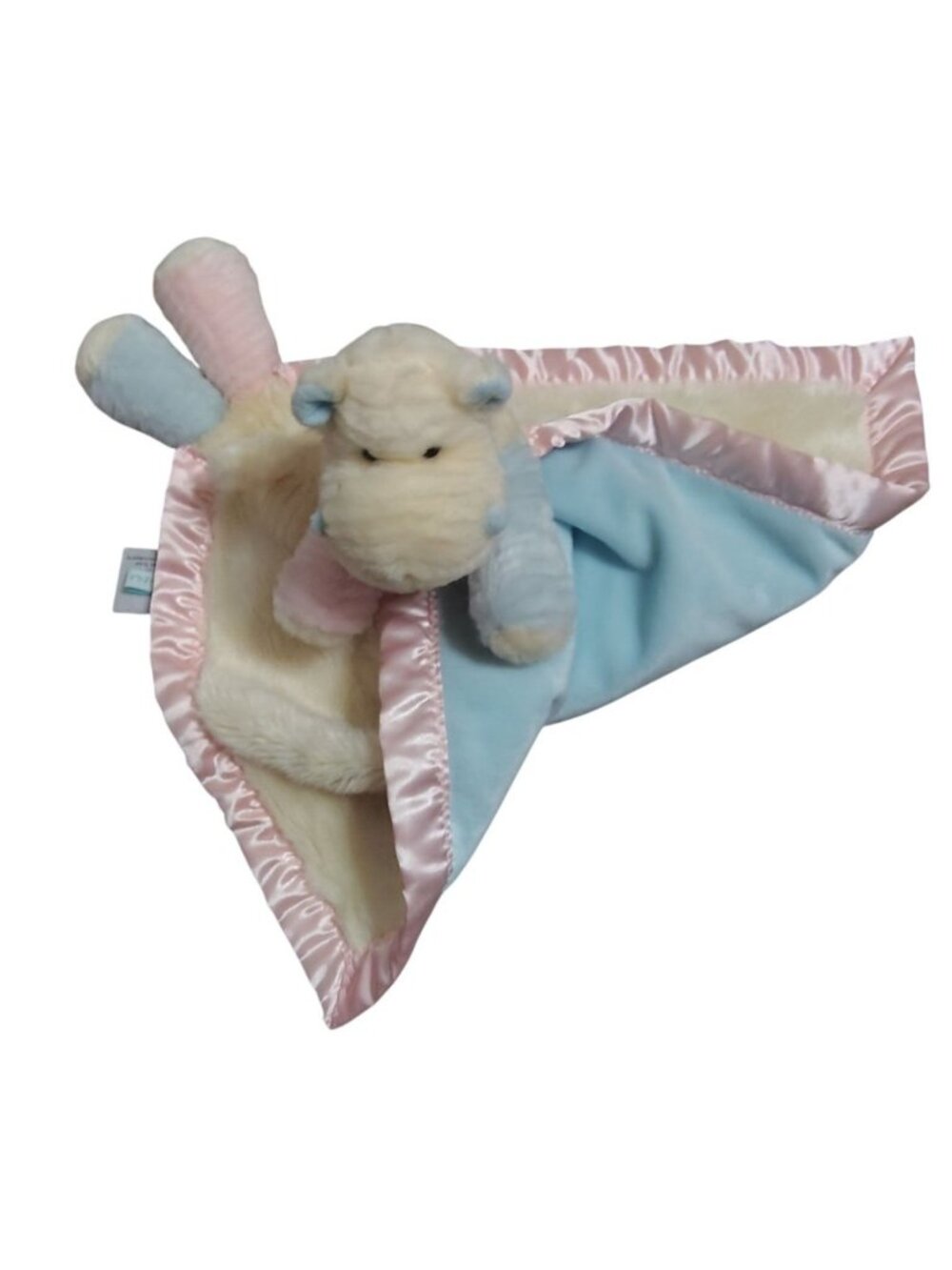My Blanky Baby Toddler Lovey Stuffed Animal Hippo Blue Yellow Hippopotamus